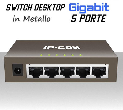 [SA0421] Switch Ethernet 5 porte Gigabit Lan in metallo modello Desktop IP-COM