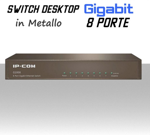 [SA0420] Switch Ethernet 8 porte Gigabit Lan in metallo modello Desktop IP-COM