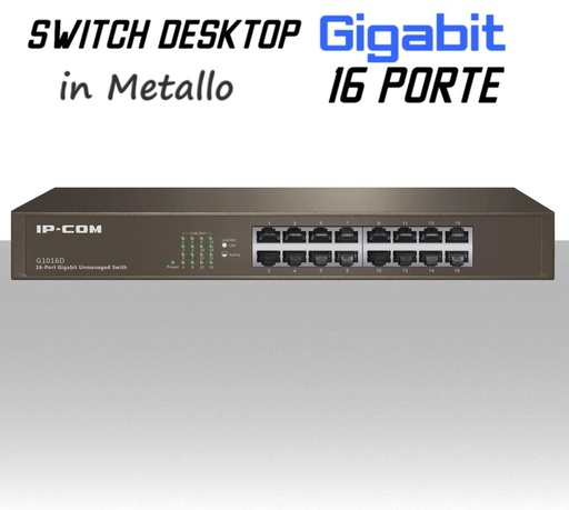 [SA0419] Switch Ethernet 16 porte Gigabit Lan in metallo modello Desktop IP-COM