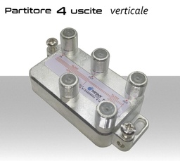 [MS2387] Partitore tv 4 uscite verticali a connettore F schermato in classe A divisore banda TV e Satellite Mitan DV4F8