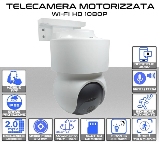[SA0422] Telecamera motorizzata wifi da esterno full hd  senza fili con audio e rotazione Pan&Tilt 360°