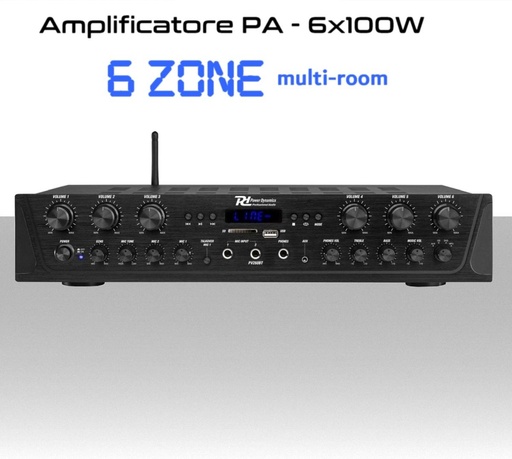 [SA04216020] Amplificatore audio 6 zone bluetooth radio usb 6X100W sistema audio multi-room (4ohm,8ohm)