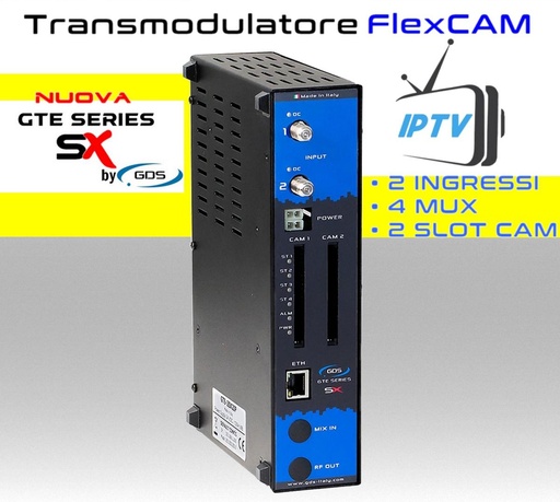 [SA2SX2IP] Transmodulatore IPTV serie GTE-SX a 2 ingressi SAT multistream 2 slot FlexCAM
