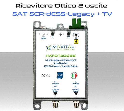 [SARXFOT2DCSS] Ricevitore Ottico SAT/DTT a 2 uscite RF in SCR-dCSS-legacy,DTV