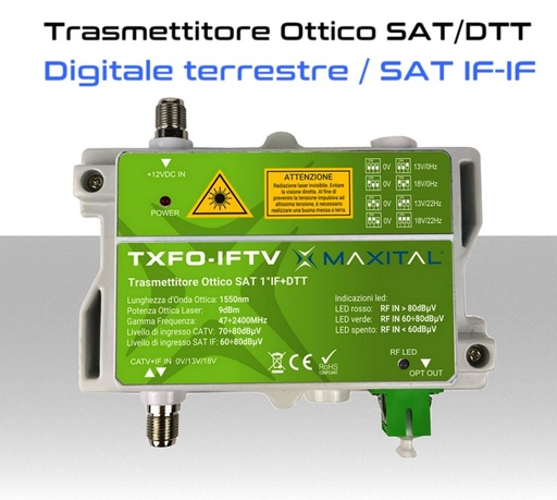 [SATXFOIFTV] Trasmettitore Ottico segnale TV/SAT IF-IF in fibra ottica