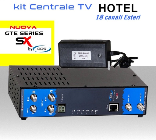 [SAKIT18] Centrale TV Hotel 18 canali SAT esteri hospitality GTE-04004