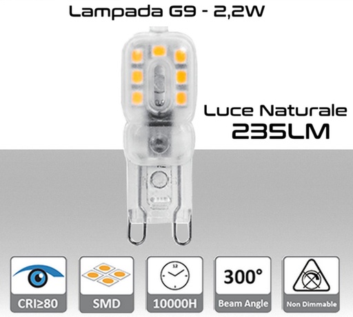 [SA0431] Lampadina G9 Led luce bianca naturale da 235 Lumen 