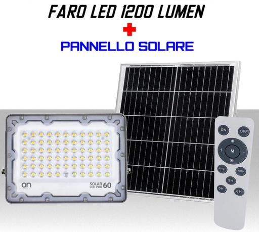 [SA2211] Faro Led con pannello solare e telecomando 1200 lumen lunga durata