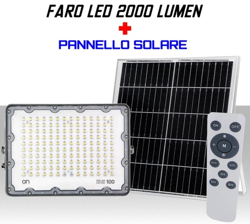 [SA2212] Faro Led con pannello solare e telecomando 2000 lumen lunga durata