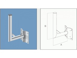 [ZAC6090L] Supporto 90° ø 60x3 attacco palo/muro Senza Bullonialzo cm.30 h.cm.50 piastra 200x150x4 - Zincatura a fuoco