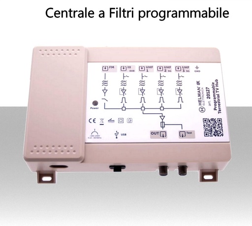 [CE1858] Centralina tv programmabile 5 ingressi VHF-UHF a filtri digitali 5G Ready Helman