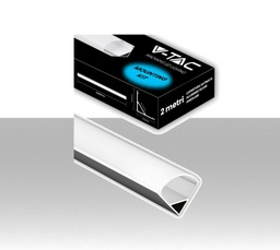 [SKU-3353] Profilo in Alluminio Angolare Colore Silver per Strip LED (Max l: 10,5mm) Copertura Satinata 2000 x 15,8 x 15,8mm