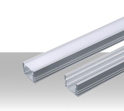 [SKU-3358] Profilo in Alluminio Colore Silver per Strip LED (Max l: 12,4mm) Copertura Satinata 2000 x 17,4 x 12,1mm