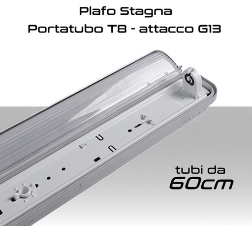 [SA0159] Plafoniera StagnaPorta tubo T8 IP65  1 tubo da 60cm