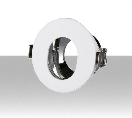 [SKU-3164] Portafaretto LED da Incasso GU10 Rotondo Orientabile con Foro Ovale Colore Bianco con Interno Cromato - Foro 75mm