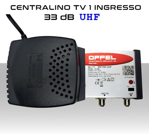 [SA3213] Centralino antenna TV da interno 1 ingresso UHF 33dB serie Offel 26-111