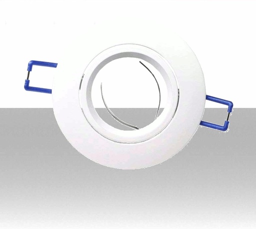 [LI-P12GU10B] Portafaretto GU10 ad incasso colore bianco. Lampadina orientabile. In alluminio bombato - Foro: 75mm