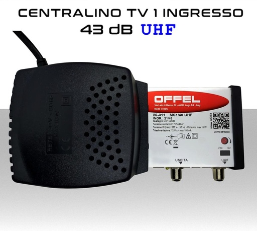 [SA3215] Centralino antenna TV da interno 1 ingresso UHF 43dB serie Offel 26-311