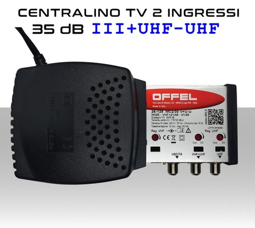 [SA3214] Centralino antenna TV da interno 2 ingressi BIII/UHF-UHF 35dB serie Offel 26-125