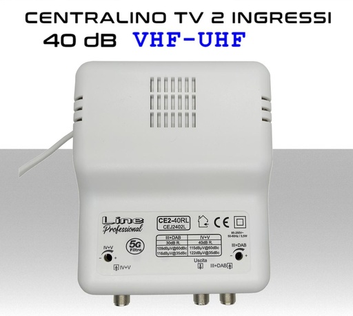 [SACE2-40RL] Centralino antenna TV da interno 2 ingressi BIII-UHF 40dB serie CE2-40RL