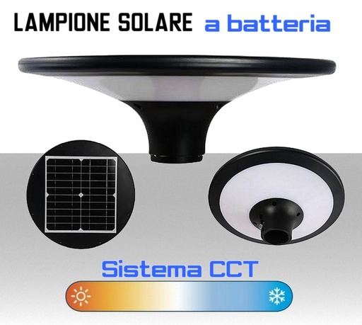 [SA1600] Lampione solare LED a batteria da esterno IP65 luce naturale e calda lumen 2550  
