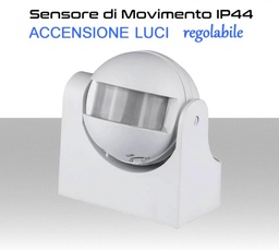 [MSSKU-4967] Sensore di Movimento Infrarossi PIR Crepuscolare per accensione luci, orientabile e con trimmer di regoazione
