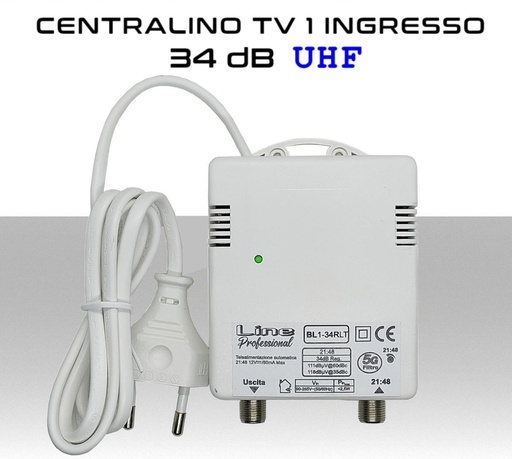 [SABL1-34RLT] Centralino antenna TV da interno 1 ingresso UHF 34dB telealimentazione serie BL1-34RLT