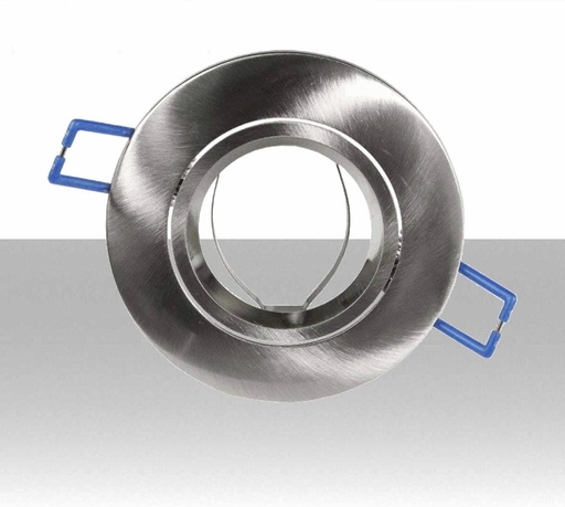 [LI-P12GU10A] Portafaretto GU10 ad incasso colore ARGENTO. Lampada orientabile. In alluminio bombato - Foro: 75mm