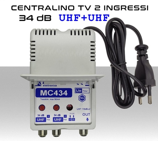 [SA2792] Centralino antenna TV da interno 2 ingressi UHF-UHF 34dB serie Elar MC434