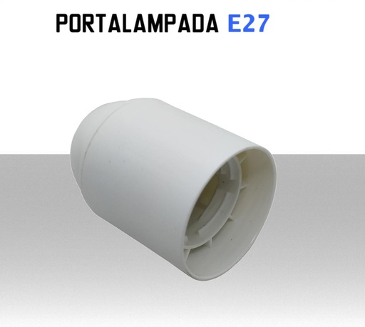 [SA31510] Portalampada E27 bianco termoplastico liscio nipple in metallo