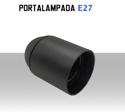 [SA31511] Portalampada E27 nero termoplastico liscio nipple in metallo