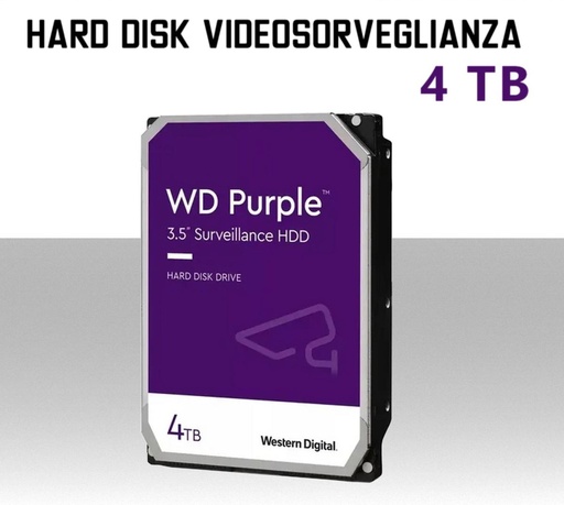[SA0838] Hard Disk per videosorveglianza 4TB 3,5 pollici sata Western Digital Purple