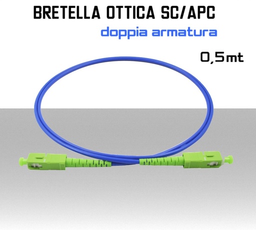 [SABSCAM05] Bretella Fibra Ottica monomodale SC/APC doppia armatura 0,5 metri