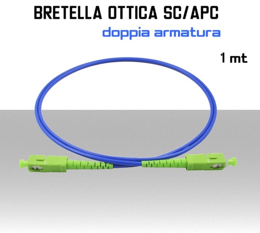 [SABSCA001] Bretella Fibra Ottica monomodale SC/APC doppia armatura 1 metro