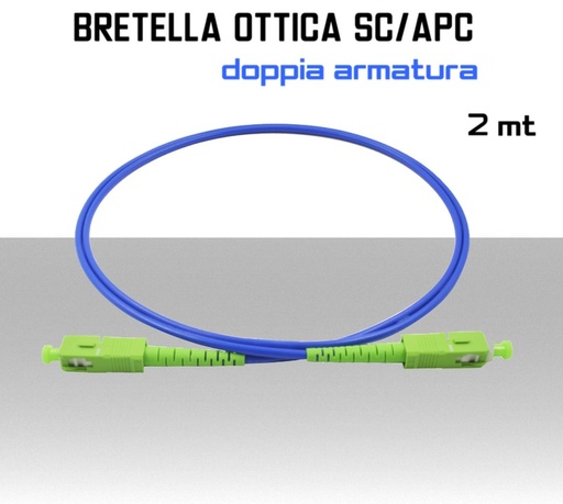 [SABSCA002] Bretella Fibra Ottica monomodale SC/APC doppia armatura 2 metri