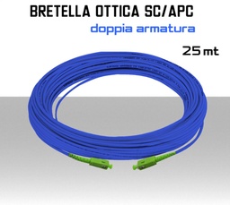 [MSBSCA025] Bretella Fibra Ottica monomodale SC/APC doppia armatura 25 metri