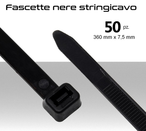 [SA83446]  Fascette stringicavo nere multiuso 360x7,5mm pz.50