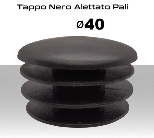 [SATAP0040] Tappo Nero Alettato in Polietilene per Pali antenna Ø40