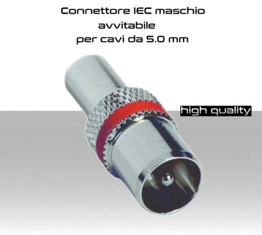 [SA0651] Connettore IEC maschio avvitabile per cavo antenna da 5.0mm   