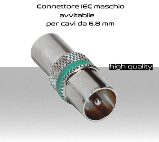 [SA0653] Connettore IEC maschio avvitabile per cavo antenna da 6.8mm   