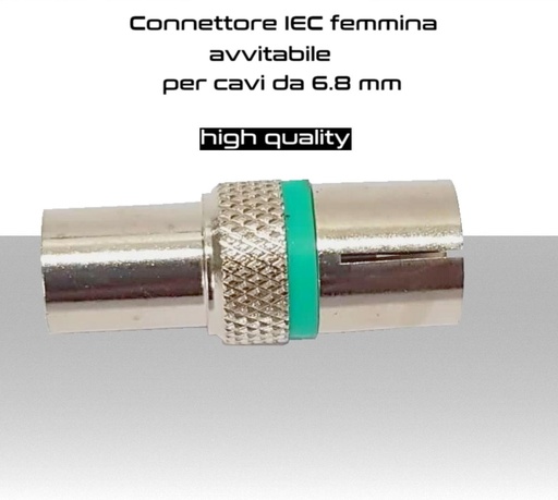 [SA0654] Connettore IEC femmina avvitabile per cavo antenna da 6.8mm 