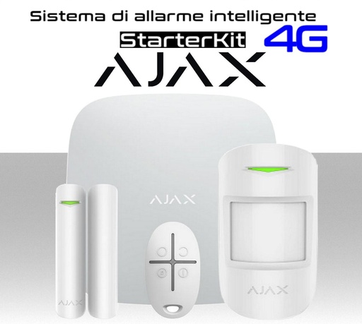 [SAAJ-STARTERKIT] Sistema di allarme antifurto wireless Ajax StarterKit 4G con sirena 