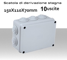 [MS83373] Scatola di derivazione stagna quadra 10 uscite con viti in metallo 150X110X70mm