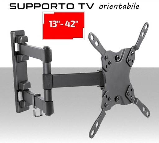 [SA2303] Supporto TV universale orientabile staffa 3 snodi per schermi da 13"a 42" pollici vesa compatibile