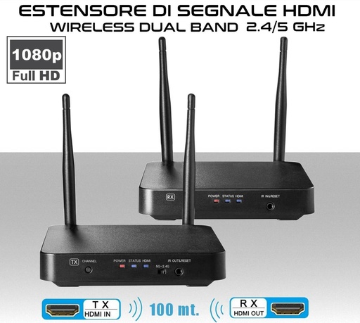 [SA2162] Estensore Wireless di segnale HDMI Dual Band 2,4 e 5GHz con ripetitore di telecomando