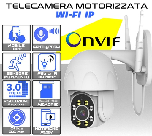 [SA2161] Telecamera motorizzata  WIFI da 3.0 mpx lente 3.6 mm IP65 con Microfono incorporato