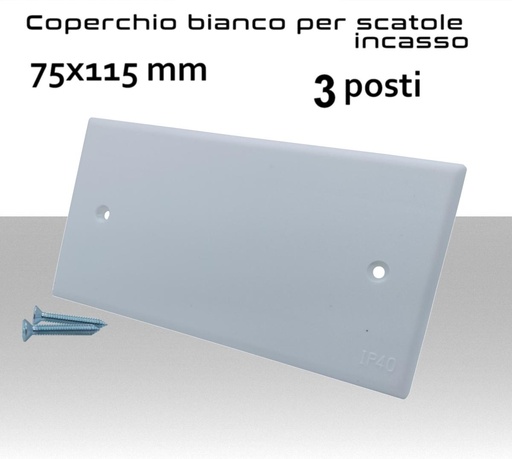 [SA83369] Coperchio bianco per scatola incasso 3 posti 75x115 mm
