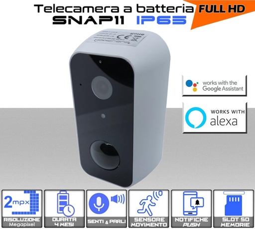 [SA0305] Telecamera a batteria Wi-Fi da esterno IP65 full HD 
