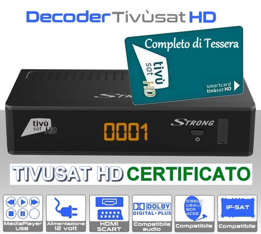 [SA2459] Decoder tivusat HD con scheda inclusa Strong7807 compatibile DAZN