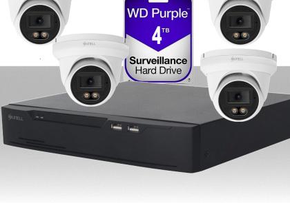 [KITPOED] Kit Videosorveglianza NVR PoE: 4 Telecamere Turret Full Color per Sicurezza Totale